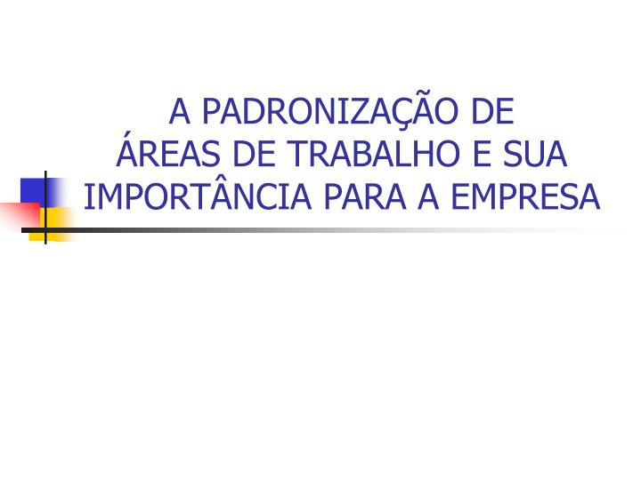 a padroniza o de reas de trabalho e sua import ncia para a empresa