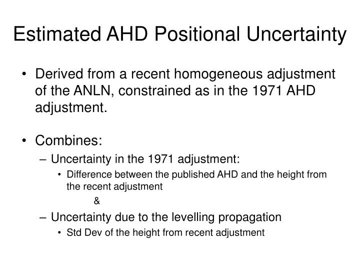 estimated ahd positional uncertainty