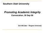Southern Utah University Promoting Academic Integrity Convocation, 30 Sep 08 - slide 1