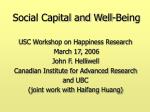 Social Capital and Well-Being