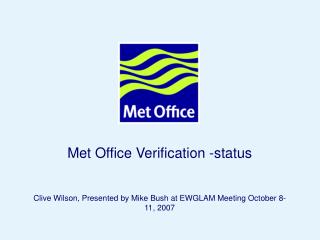 Met Office Verification -status