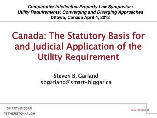 Canada: The Statutory Basis for and Judicial Application of the Utility Requirement
