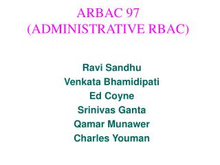ARBAC 97 (ADMINISTRATIVE RBAC)