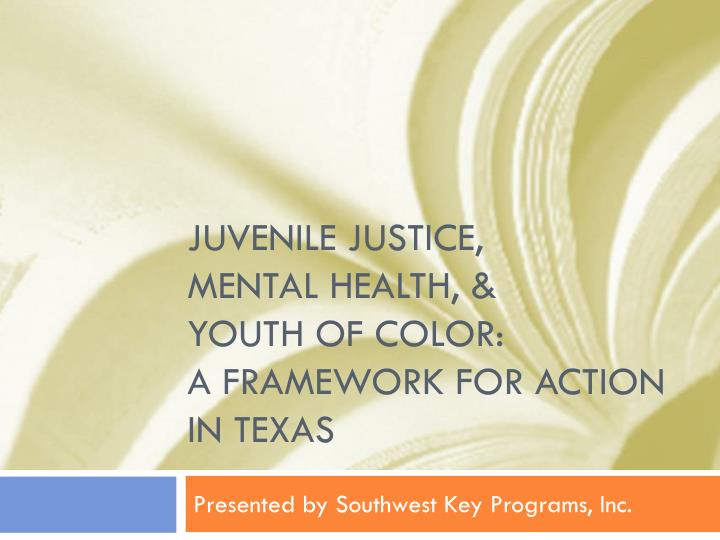 juvenile justice mental health youth of color a framework for action in texas