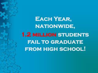 Each Year, nationwide, 1.2 million students fail to graduate from high school!