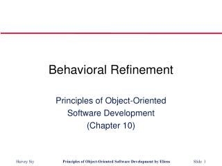 Behavioral Refinement