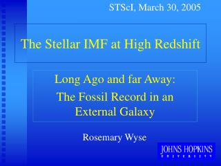 The Stellar IMF at High Redshift