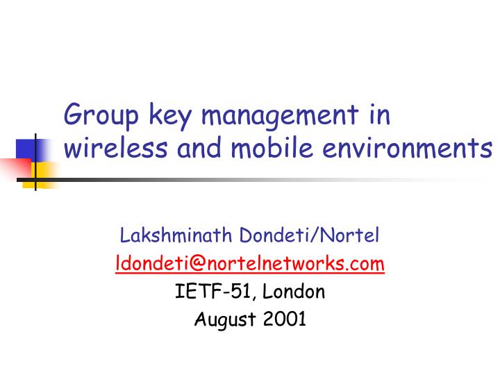 group key management in wireless and mobile environments