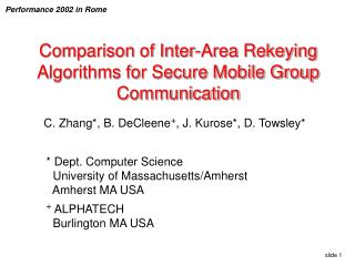 Comparison of Inter-Area Rekeying Algorithms for Secure Mobile Group Communication