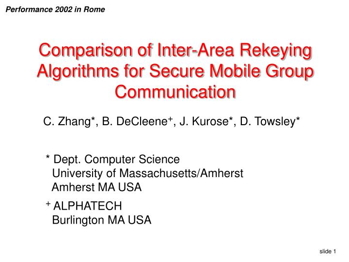 comparison of inter area rekeying algorithms for secure mobile group communication