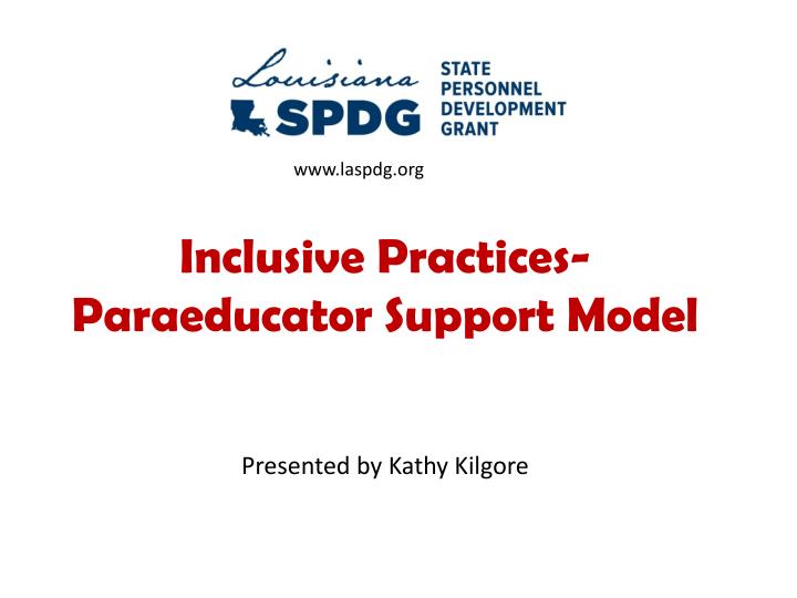 inclusive practices paraeducator support model