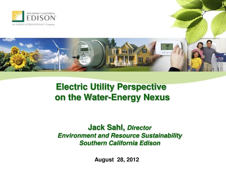 electric utility perspective on the water energy nexus