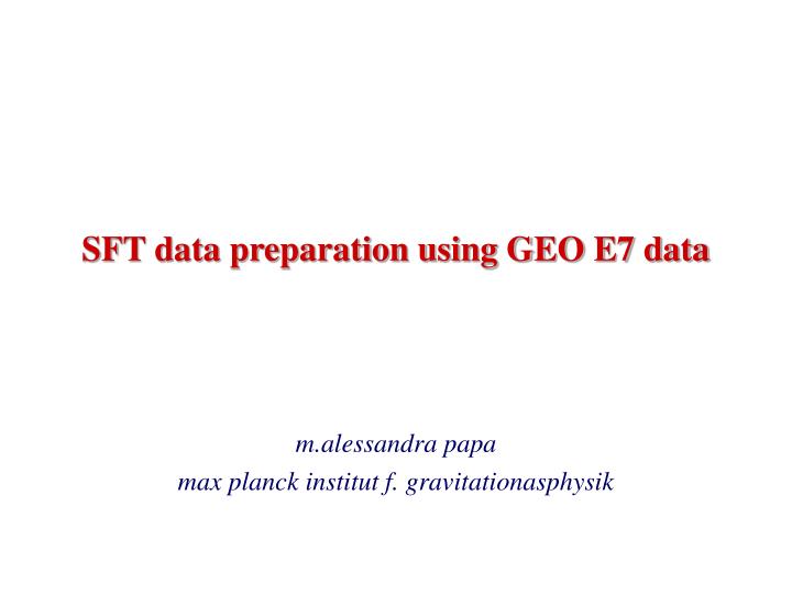 sft data preparation using geo e7 data