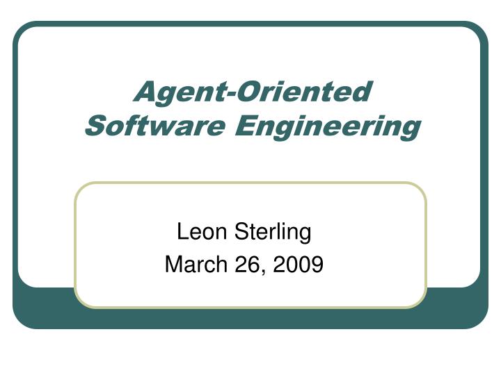 agent oriented software engineering