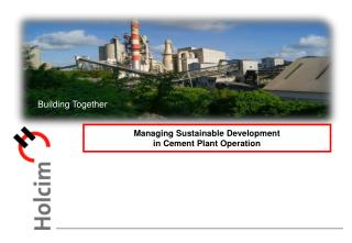 Managing Sustainable Development in Cement Plant Operation