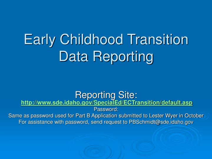 early childhood transition data reporting