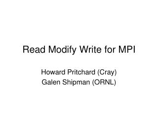 Read Modify Write for MPI
