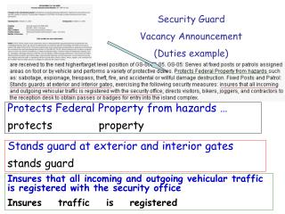 Security Guard Vacancy Announcement (Duties example)