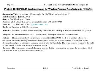 Project: IEEE P802.15 Working Group for Wireless Personal Area Networks (WPANs)