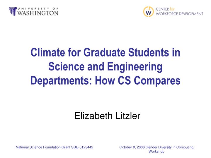 climate for graduate students in science and engineering departments how cs compares