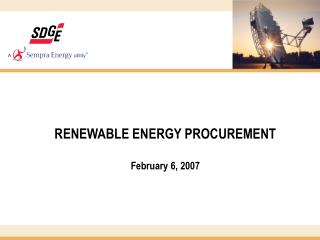 RENEWABLE ENERGY PROCUREMENT