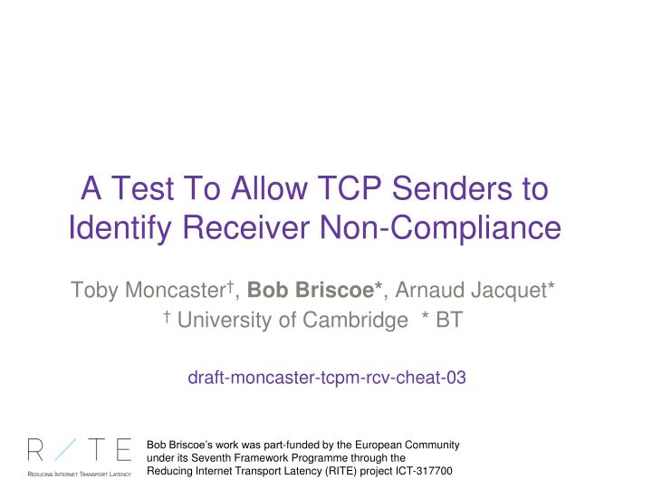 a test to allow tcp senders to identify receiver non compliance