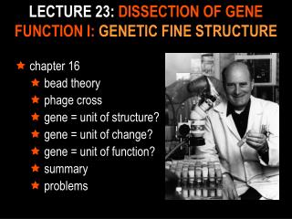 LECTURE 23: DISSECTION OF GENE FUNCTION I: GENETIC FINE STRUCTURE