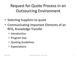 Request for Quote Process in an Outsourcing Environment