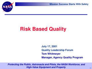 Risk Based Quality