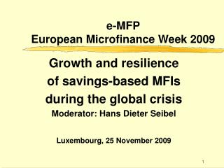 e-MFP European Microfinance Week 2009