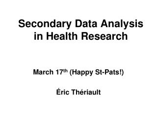 secondary data analysis in health research
