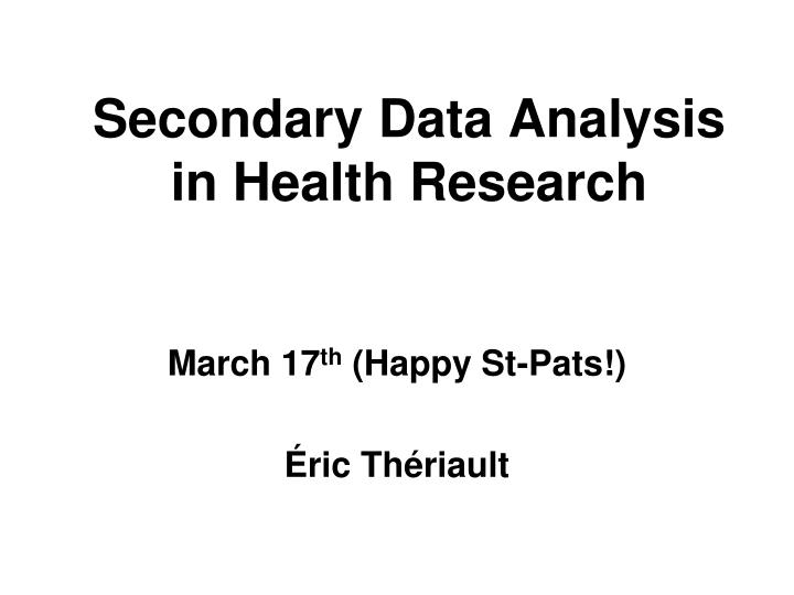 secondary data analysis in health research