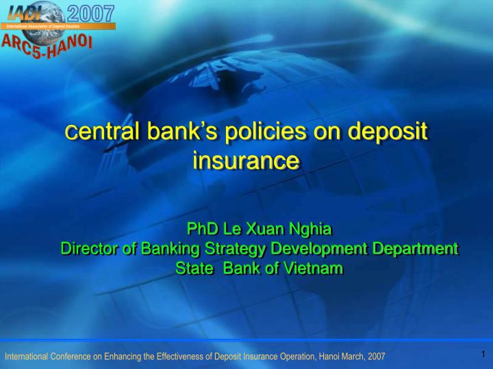 c entral bank s policies on deposit insurance
