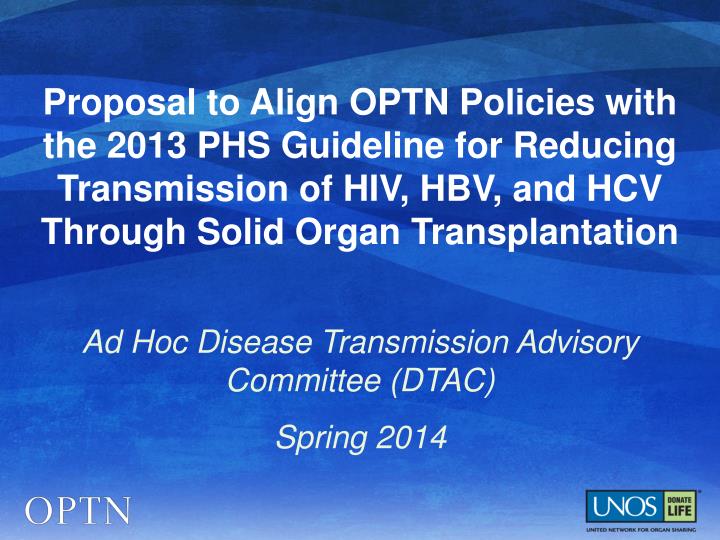 ad hoc disease transmission advisory committee dtac spring 2014