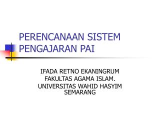 perencanaan sistem pengajaran pai