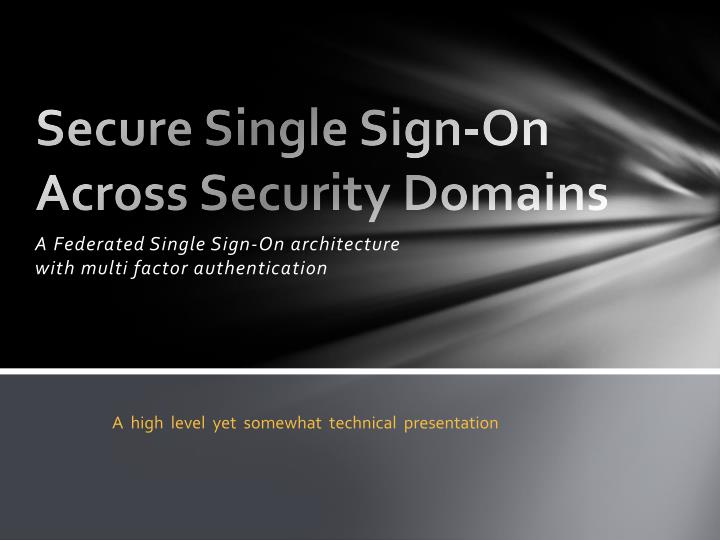 secure single sign on across security domains