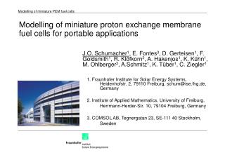 Modelling of miniature proton exchange membrane fuel cells for portable applications