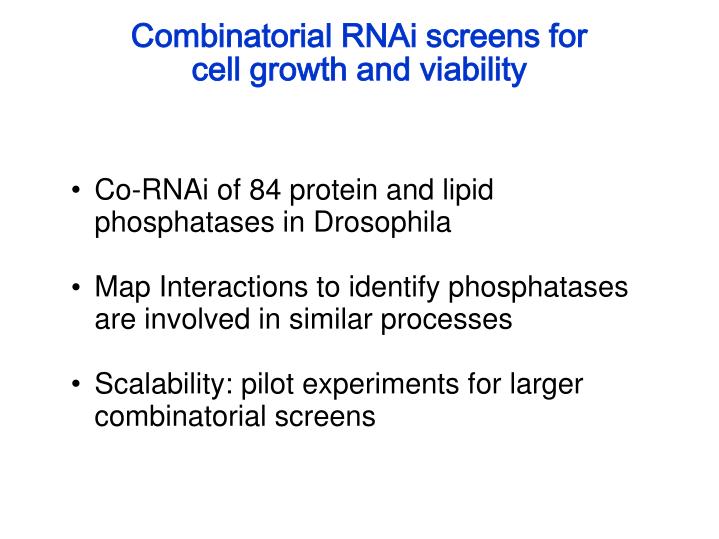 combinatorial rnai screens for cell growth and viability