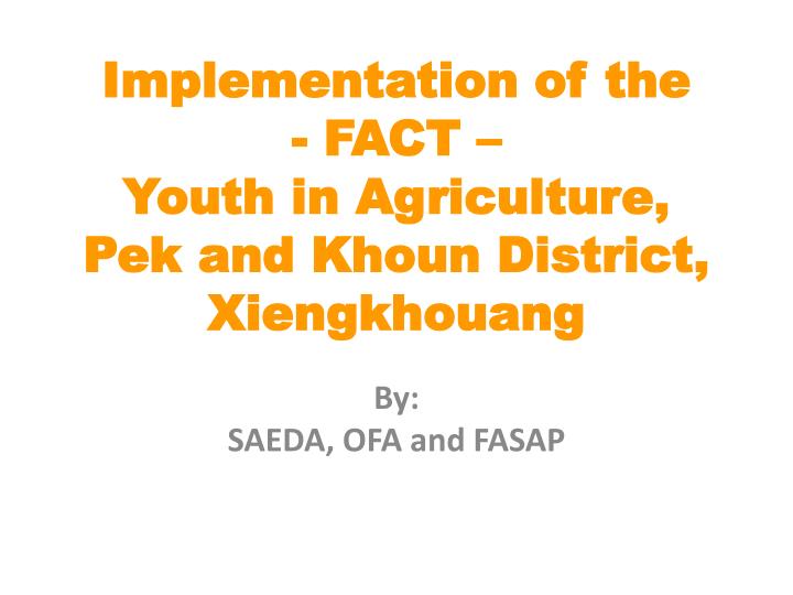 implementation of the fact youth in agriculture pek and khoun district xiengkhouang