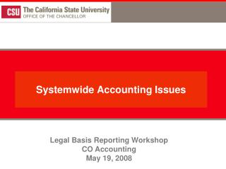 Systemwide Accounting Issues