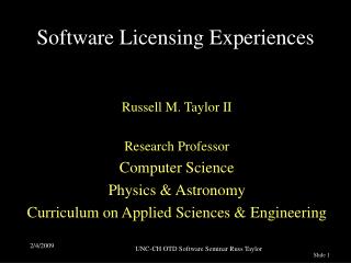 Software Licensing Experiences