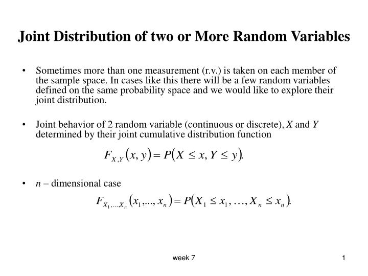 joint distribution of two or more random variables