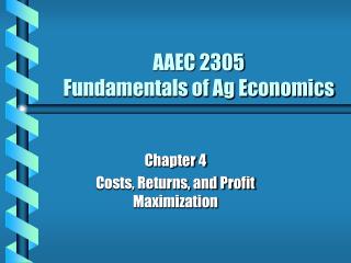 aaec 2305 fundamentals of ag economics