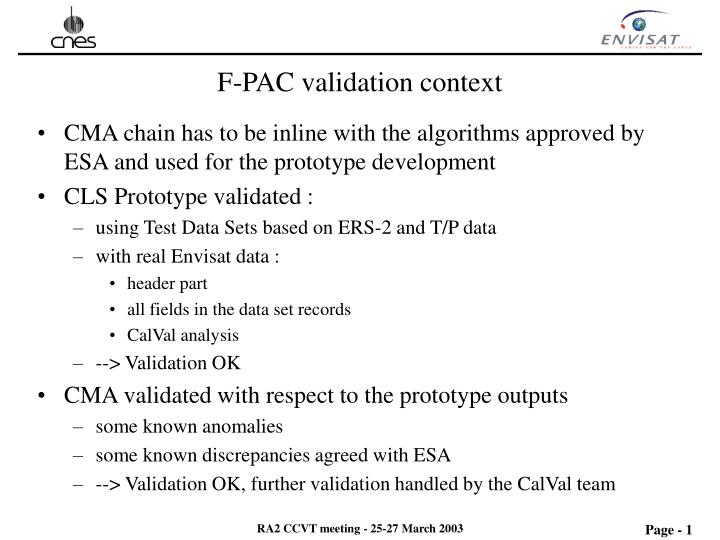 f pac validation context