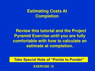 Estimating Costs At Completion