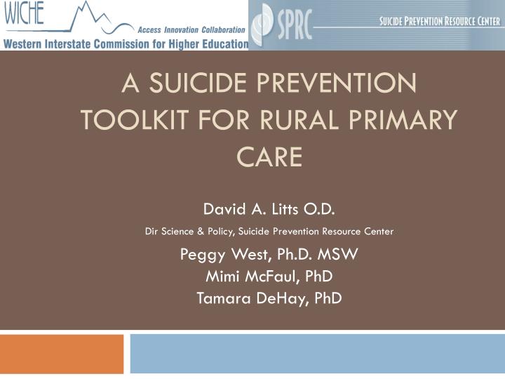 a suicide prevention toolkit for rural primary care