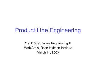 Product Line Engineering
