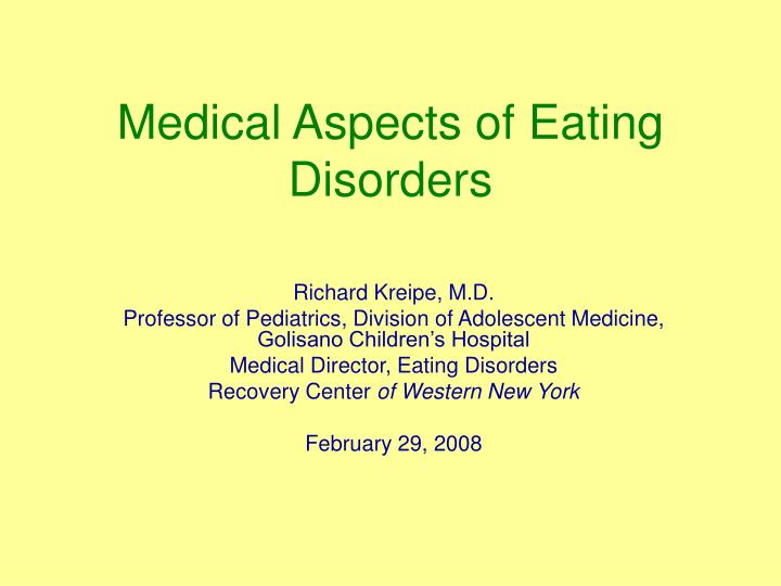 medical aspects of eating disorders