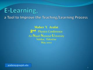 E-Learning, a Tool to Improve the Teaching/Learning Process