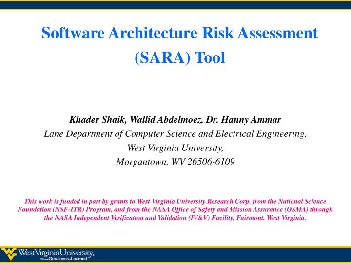 software architecture risk assessment sara tool